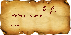 Pétyi Jolán névjegykártya
