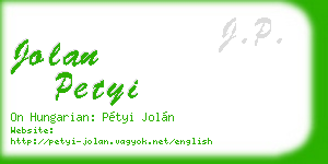 jolan petyi business card