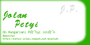 jolan petyi business card